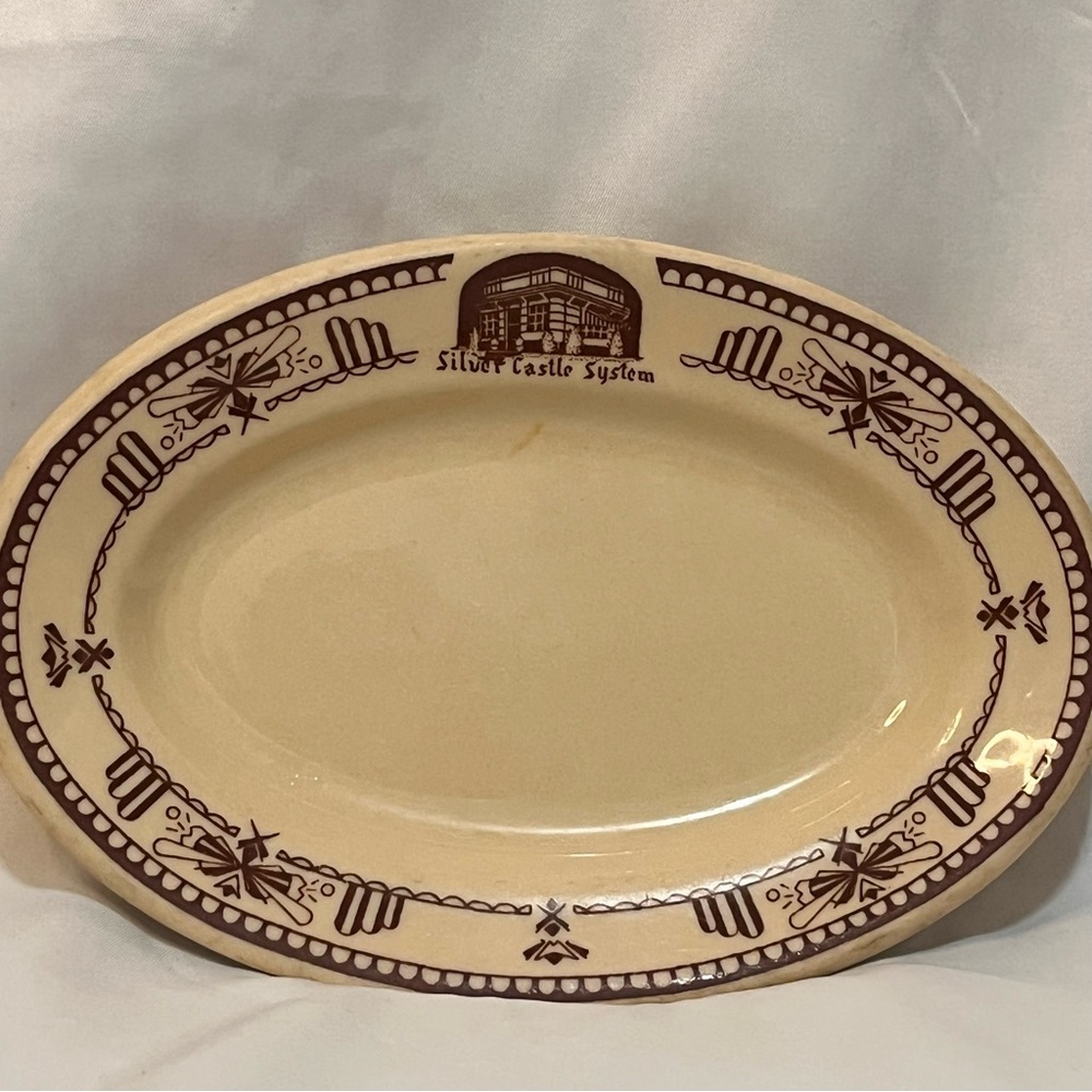 Vintage‎ Iroquois China Silver Castle System Syracuse Oval Plate Restaurant War